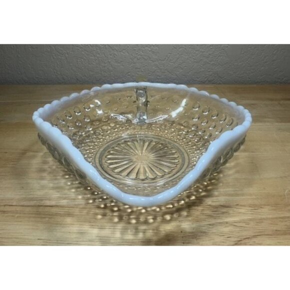 Vintage Moonstone Hobnail Opalescent Nappy Dish Anchor Hocking Trinket Candy 6” - Picture 8 of 13